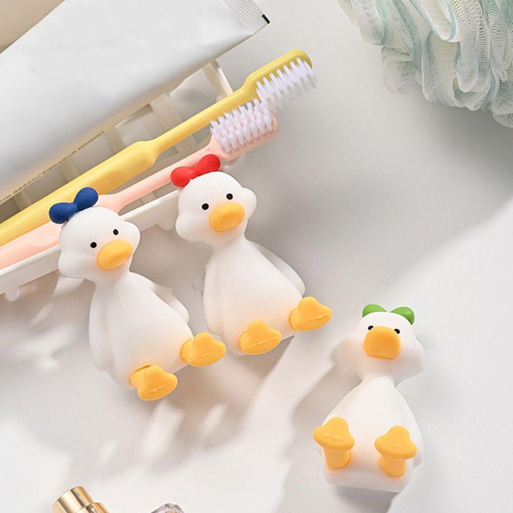 Three Dimensional Duck Toothbrush Holder Perforation Free Suction Cup Storage Hook Children