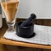 KLEO 3" Diameter Black Natural Stone Mortar and Pestle Set for Spices, Medicine, Pills, Grinder, and Masher - Small Size