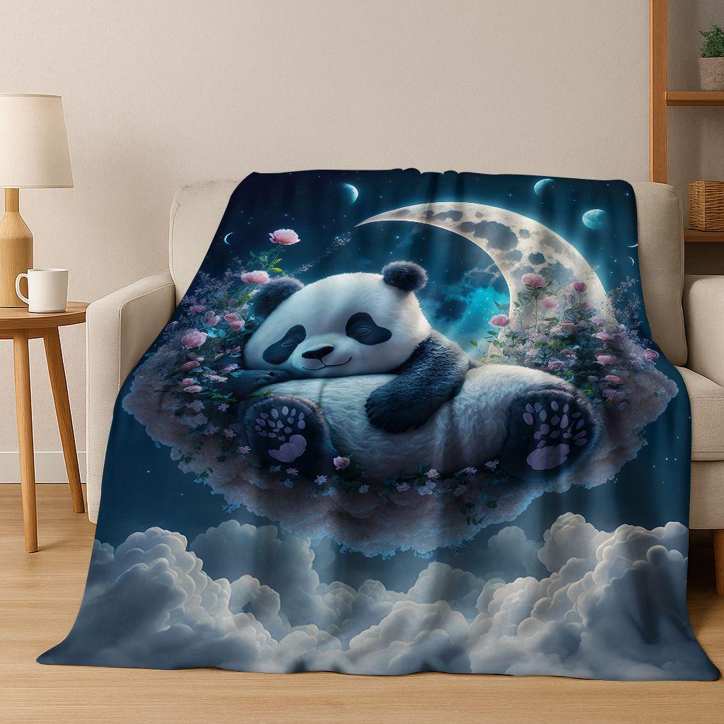 2026 New Dream Panda Cute Cartoon Art Flannel Blanket,Cozy Soft Throw Blanket for Home Bedroom Bed Sofa Picnic Cover Gift Kids
