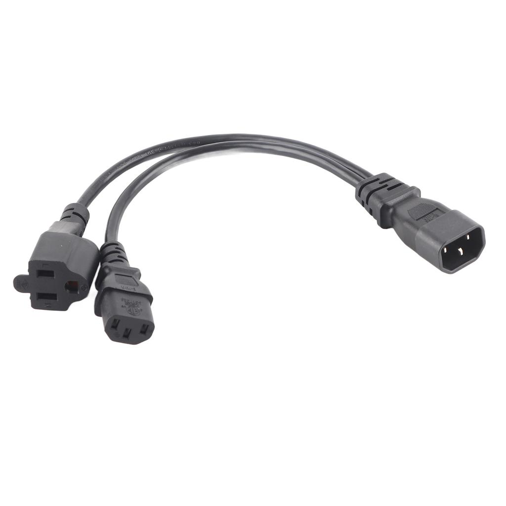 C14 Male To C13 Nema 5‑15R Female Y Splitter Power Cord 1 In 2 Out 10A 250V Waterproof Power Extension Adapter Cable