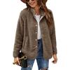 Autumn And Winter New Trendy Women's Warm Casual Jackets Loose Casual Solid Color Coats With Pockets Large Size Women's Tops
