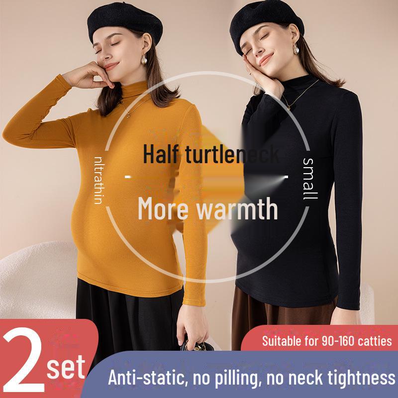 Топ для беременных с полувысоким воротником, эластичный, на весну и осень