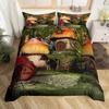 Cute Mushroom Duvet Cover Set Cartoon Mushrooms Comforter Cover Wild Mushroom Bedding Set Wildflower Botanical Plant Quilt Cover