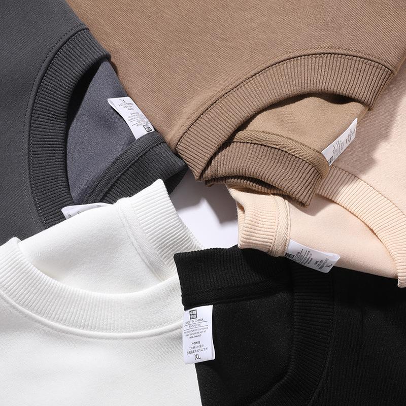 320 г Толстовка с круглым вырезом для мужчин и женщин, осенне-зимняя однотонная свободная футболка большого размера с длинным рукавом