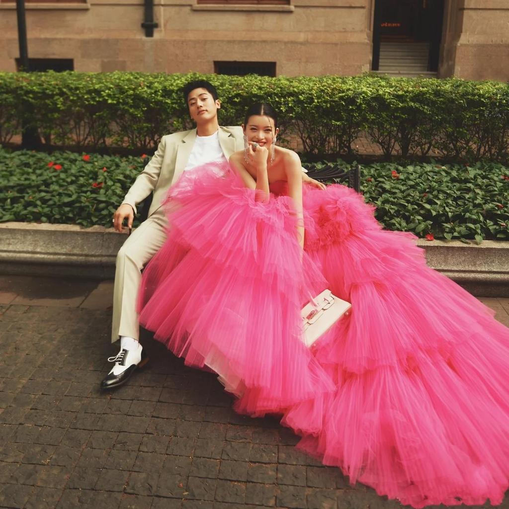 Свадебное платье новое тяжелая промышленность тревел-фотография невеста розовая пачка юбка торт