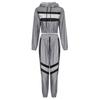 Women Casual Reflective Splicing Set Long Sleeve Crop Tops + Pants