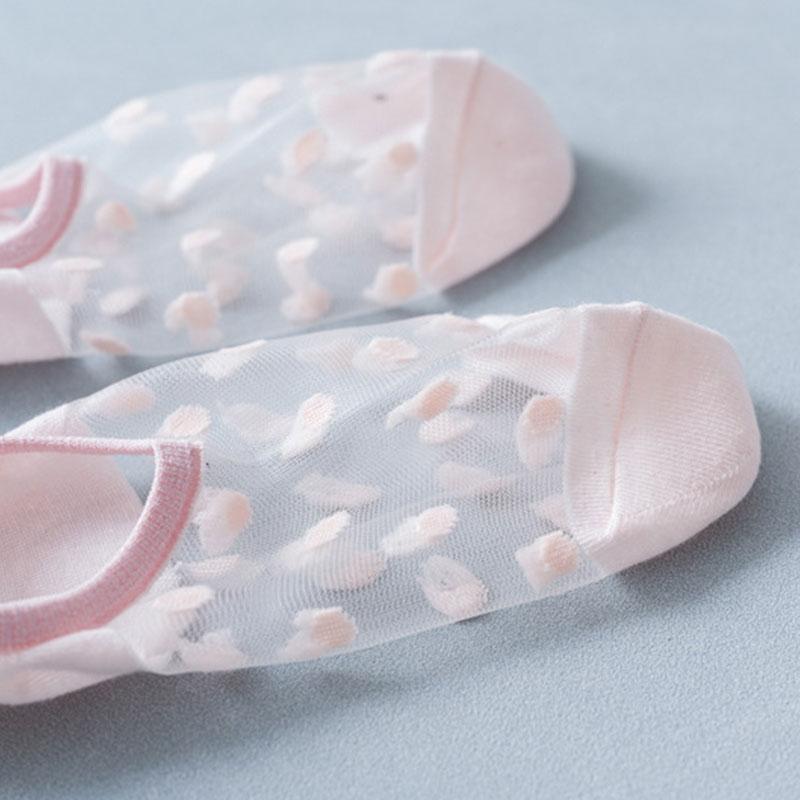 Женские носки до щиколотки, прозрачные невидимые сетчатые носки-лодочки в горошек, летние хлопковые носки