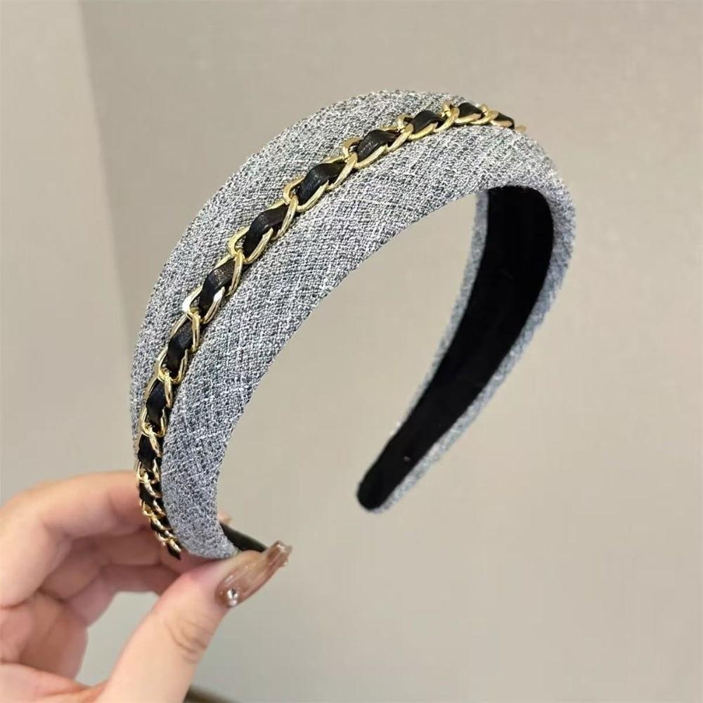 Wide-Brimmed Chain Hairbands Spa Headband Hair Band Fashion Headbands for Women Daily Use