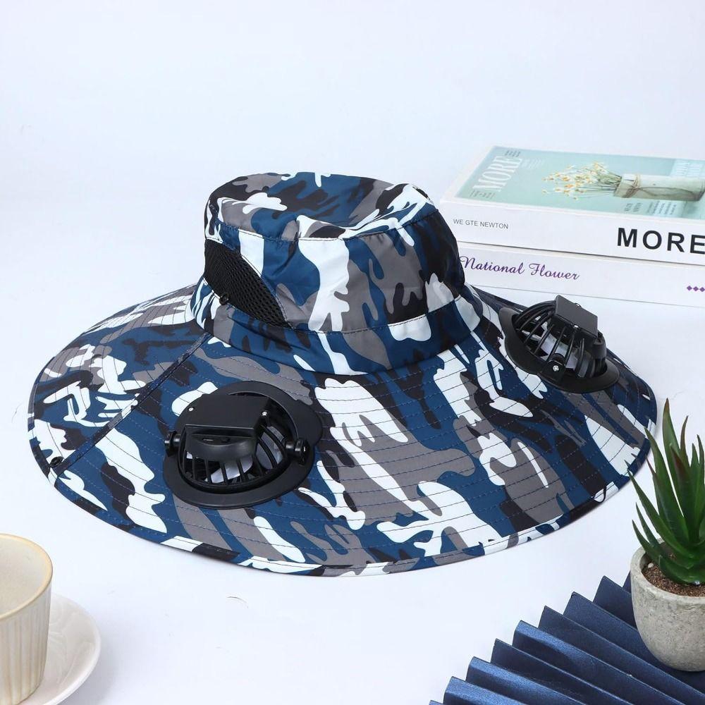 Breathable Sun Hat with Solar Fan Waterproof Sun Bucket Hat Convenient Wide Brim Sun Hat  Summer