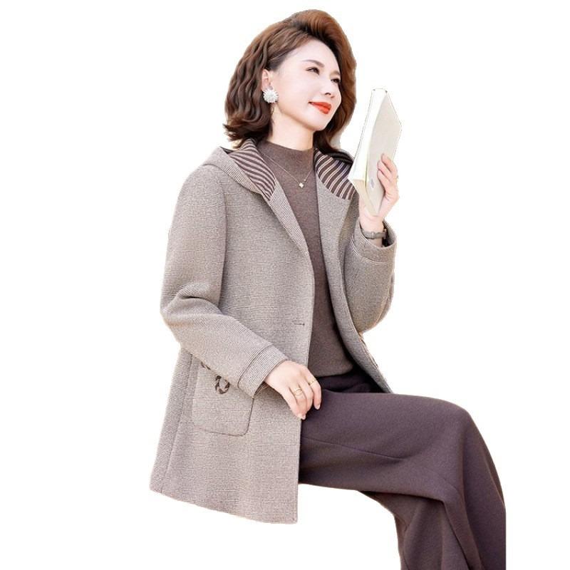 Большого размера толстая зимняя одежда с хлопком и утолщенная шерстяная женская одежда с капюшоном длинное шерстяное пальто