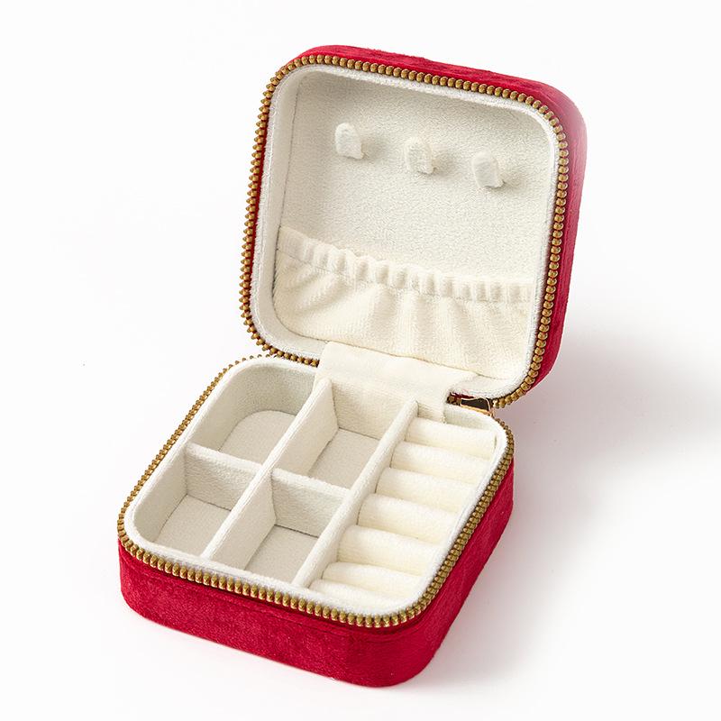 Compact Velvet Jewelry Travel Box for Rings, Earrings, and Necklaces