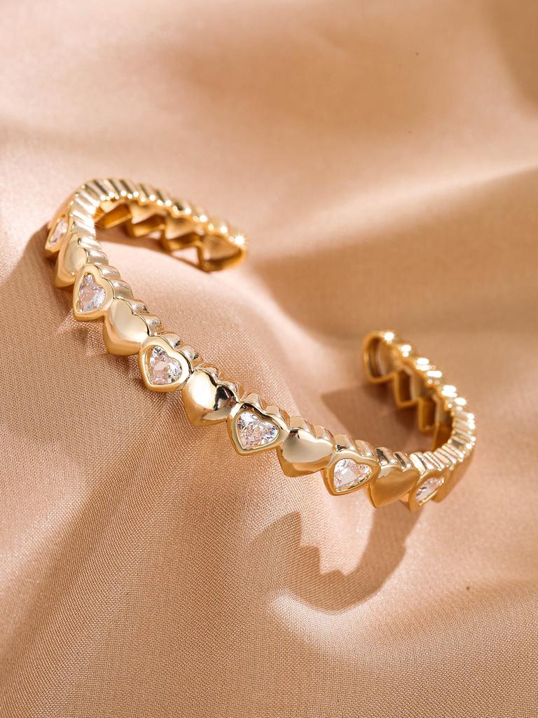 New Heart-Shaped Zircon Bracelet Punk Rap Hip Hop Bracelet Ornament