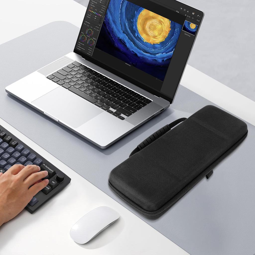 Linkidea Hard Travel Case Compact Keyboard Knob Computer 68 Keys Keyboard Carrying Storage Box Bag Compatible with Keychron Q2 V2 FNATIC STREAK65 ASUS
