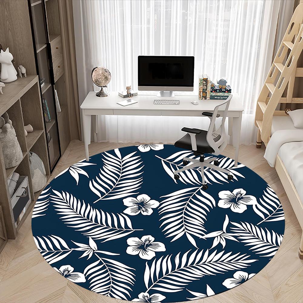 1pc Tropical Leaves Pattern Chair Carpet for Office Non Slip, Lightweight, Machine Washable Rug for Office Holiday Decor