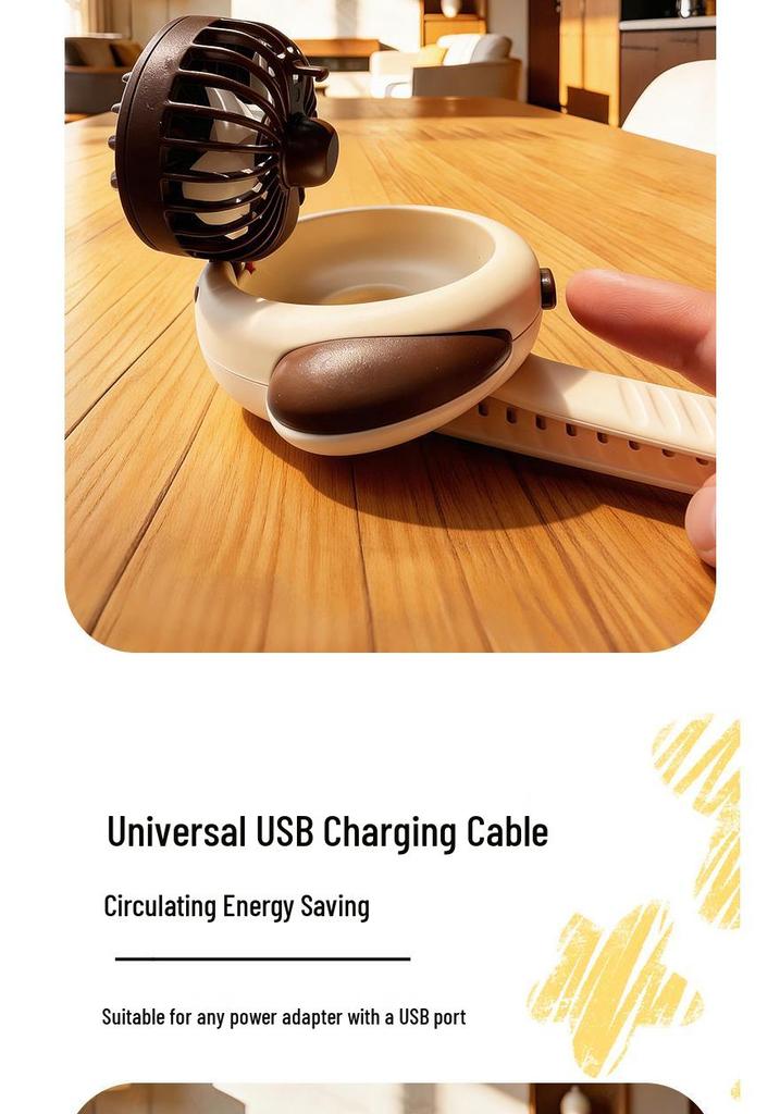 Cartoon Puppy USB Rechargeable Mini Fan: Silent, Portable, Ideal Gift for Kids and Students