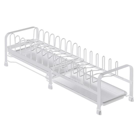 Pull Out Dish Storage Rack Carbon Steel Plate Drain Stand Holder Kitchen Drawer Organizer for Dishes Lids Cutting Boards