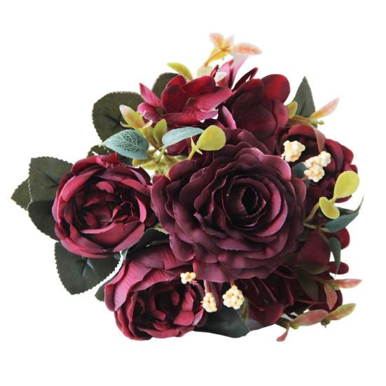 Винтажные искусственные пионы, искусственные шелковые цветы, букет гортензии, розы, пионы, цветочные центральные элементы для свадебного мероприятия, вечеринки, домашнего декора