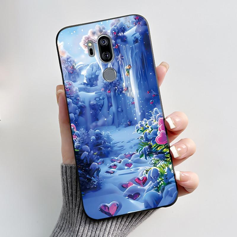 Милый Чехол Для LG G7 thinQ Capa Coque Печатный Корпус Защитная Крышка Для LG G7thinQ Fundas Мягкий Силикон Мультяшный Черный Корпус