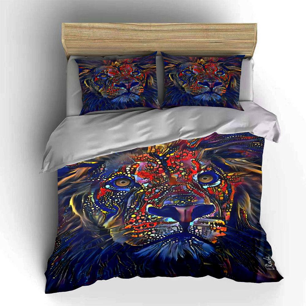 Colorful lion face pattern. Bedding sets Duvet cover sets Duvet covers Pillowcases(1*Duvet Cover 2*Pillowcases without duvet insert)