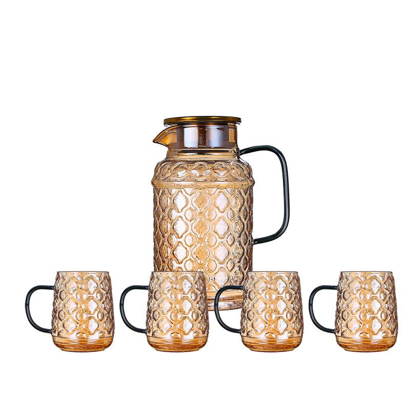 Glass High Temperature Resistant Large Capacity Cold Water Kettle Household Summer Refrigerator Water Storage Bottle Juice Cup Cool White Teapot Set