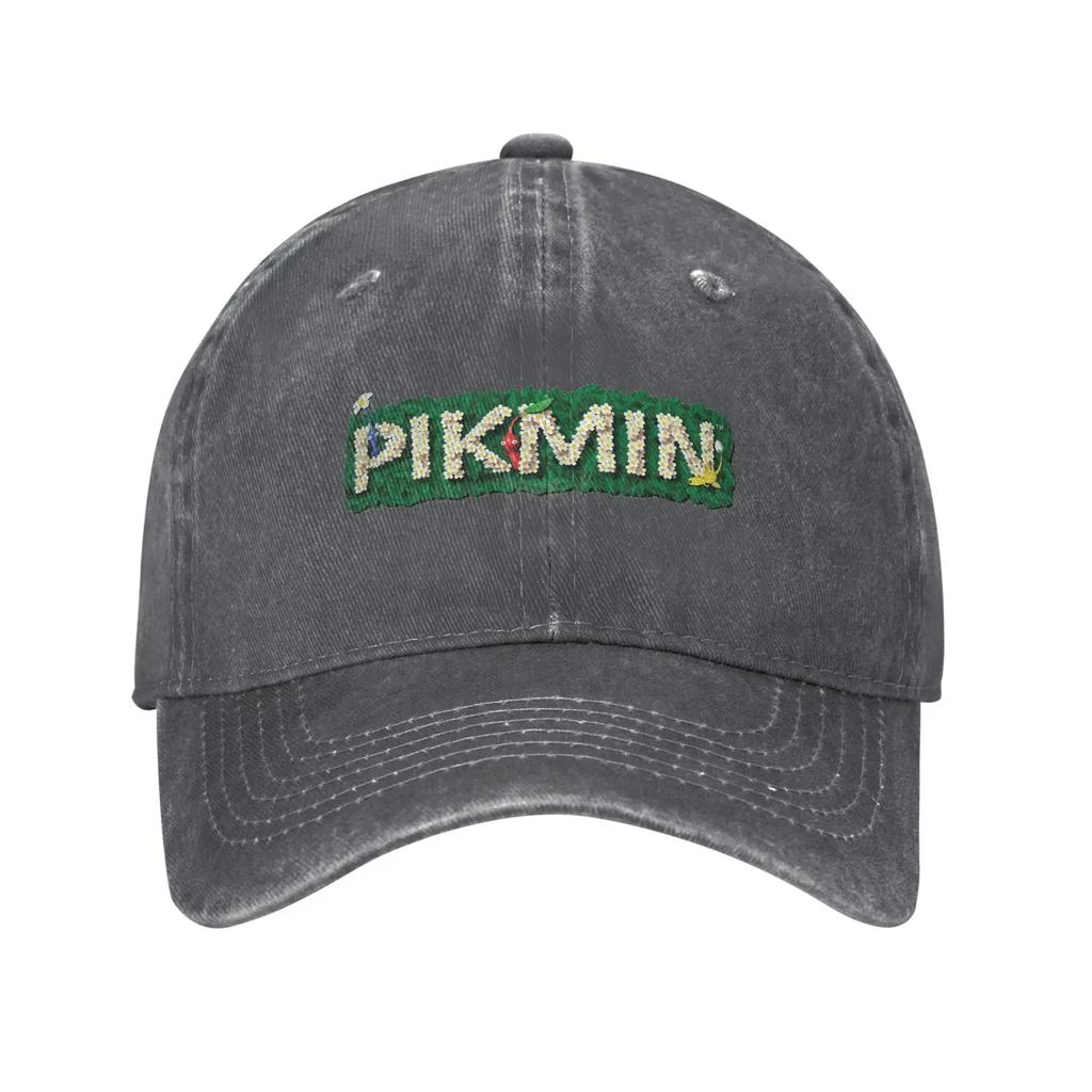 Pikmin Logo Washed Baseball Cap Fitted Retro Sun Trucker Hat Summer Women Men Tennis Skate Snapback Cap