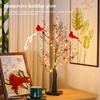 Vintage Glowing Tree with Cardinals with Red Berry and Bird LED Christmas Red Berry Tree Light for Christmas Home Party Wedding