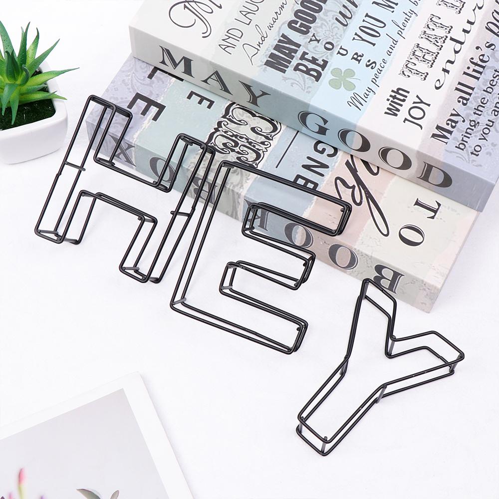 Photography Props Home Decoration Doorplate Sign Metal Hollow Letter Wrought Iron Alphabet