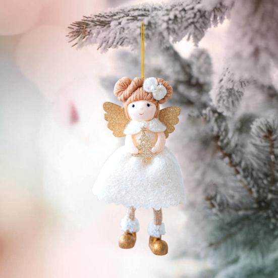 Christmas Angel Ornament Plush Felt Doll Festive Christmas Tree Decoration with Lanyard Holiday Spirit Hanging Pendant