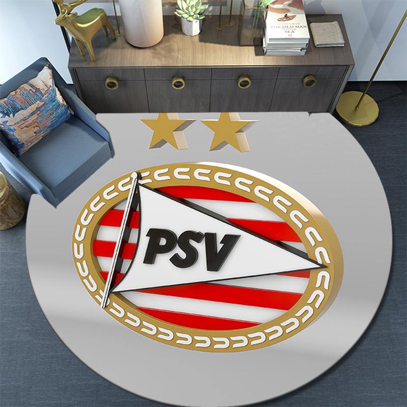 PSV Eindhoven Round Area Rug,Carpet Rug for Living Room Bedroom Sofa Playroom Decor,Non-slip Floor Mat