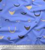 Blue Poly Crepe Fabric Moustache Face Print Fabric by the Metre 42 Inch