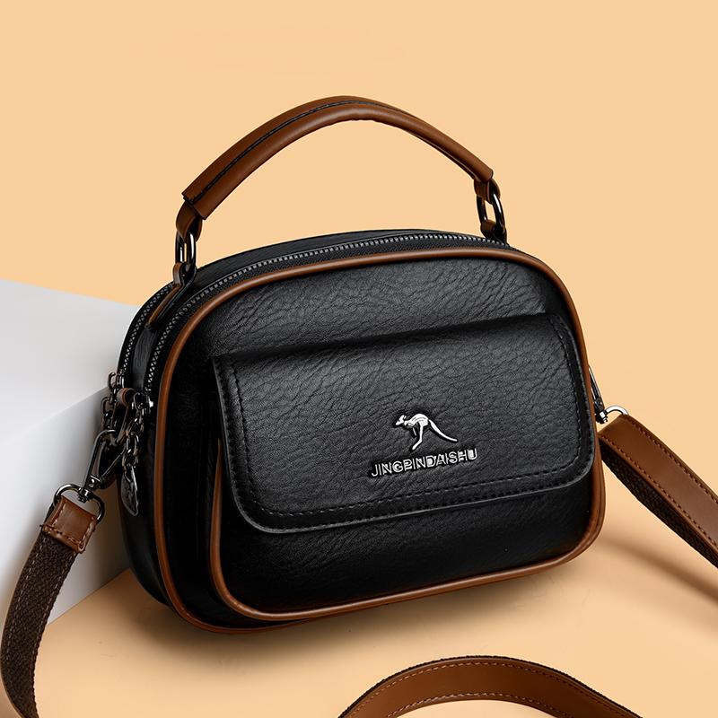 Fashion Brand Women’s Shoulder Bags Casual Retro Style Handbag High Quality PU Leather Female Ladies Double Zipper Messenger Bag