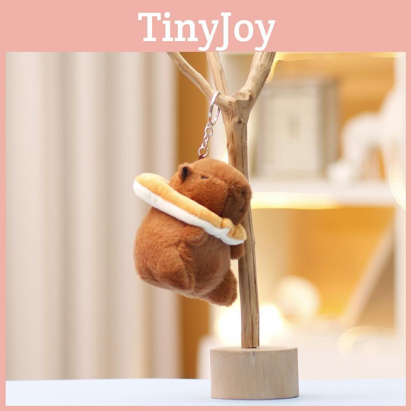 Hamburger Toast Capybara Keychain Cute Cartoon Girl Backpack Hanging Doll Plush