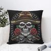 Guns N Roses Мексиканский Череп Наволочка Полиэстер Наволочка Декорации Хэви-метал Наволочка для диванной подушки Наволочка Дом На молнии X