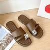 Set of toe slippers women's summer wear new retro simple with skirt rhinestone pedal sandals
