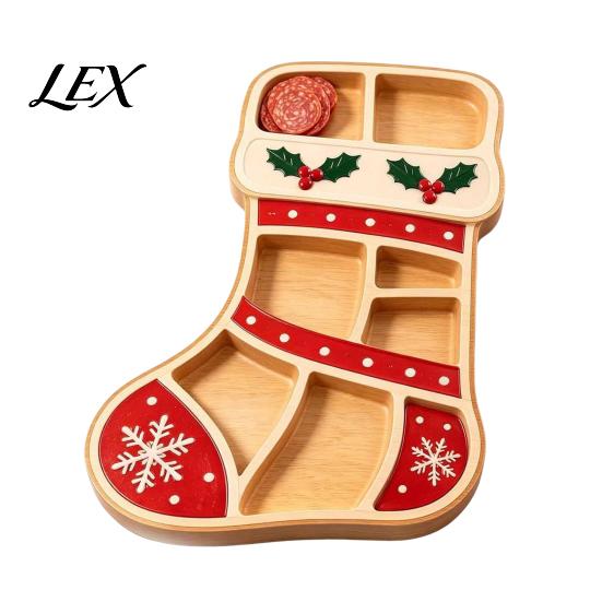 Appetizer Tray for Festivals Christmas Snack Serving Tray, Divided Holiday Platter, Cute Snowman/Tree/Penguin/Cow Shaped Table Decorations Food