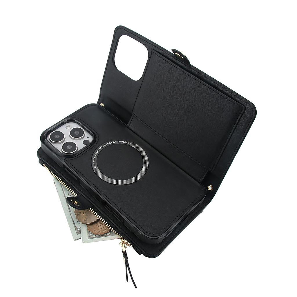 Чехол-кошелек для iPhone 16 Pro Max, магнитный съемный, из ПУ кожи, чехол для телефона с 2 ремешками