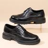 2025 осень новая кожаная мужская обувь Брок модельная кожаная обувь коричневая британский стиль увеличивающая рост деловая кожаная обувь мужская