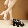 High Heels Sandals, Thick Heels, Waterproof Platform, Versatile, Thin Strap Combination, Summer Soft Leather, Comfortable and Height Increasing Shoes