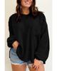 Black Plus Size Exposed Seam Crinkle Patchwork Top