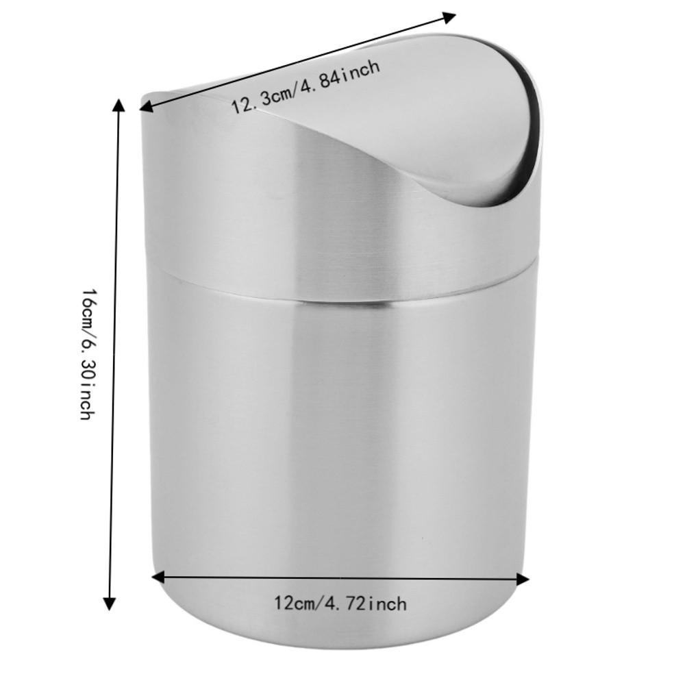 Silver Desktop Trash Can Swing Lid Swing Lid Trash Can Sleek Mini Trash Can Car