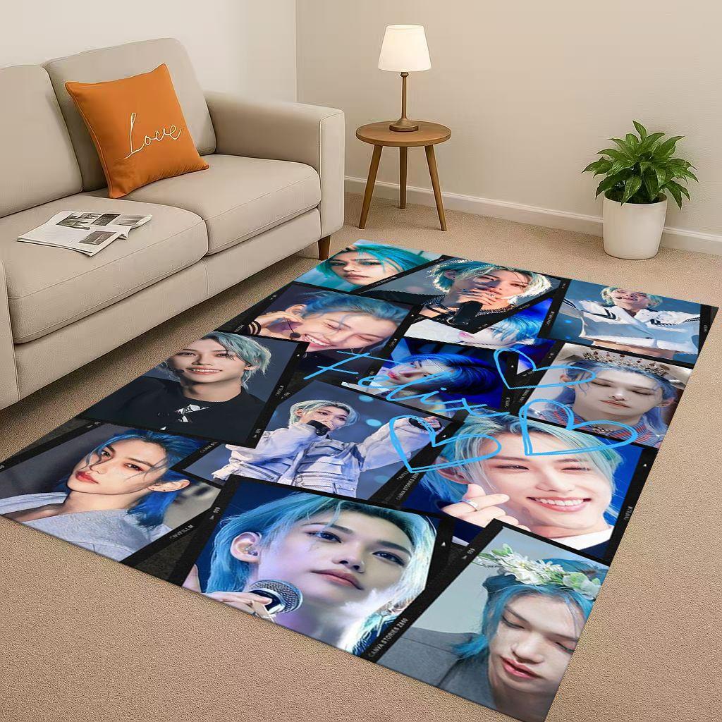3D Kpop Felix Star Art living Room Non-Slip Area Rug Soft Carpet for Bedroom Playroom and Sofa,Easy Clean Home Decor Doormat