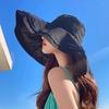 Женская рыбацкая шляпа с большими полями, защита от солнца, анти-УФ-складная, однотонная, ветрозащитная, с ремешком, термостойкая виниловая кепка для путешествий, пляжа, улицы