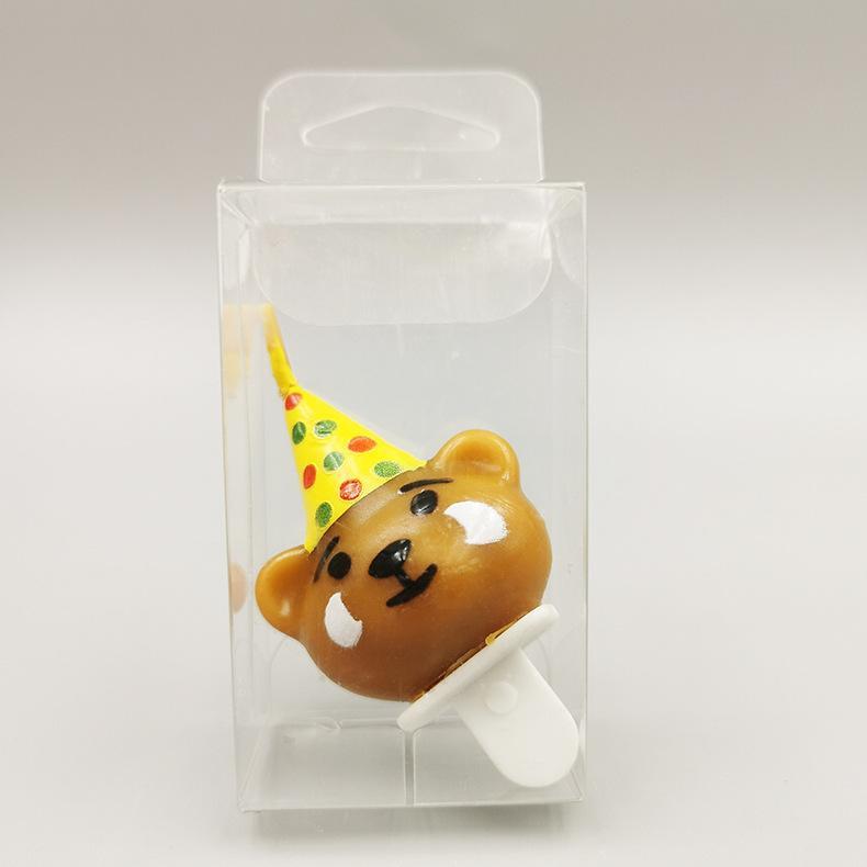Cartoon Bear with Hat and Birthday Candle Creative Cute Christmas Hat and Panda Birthday Cake Decoration Candle