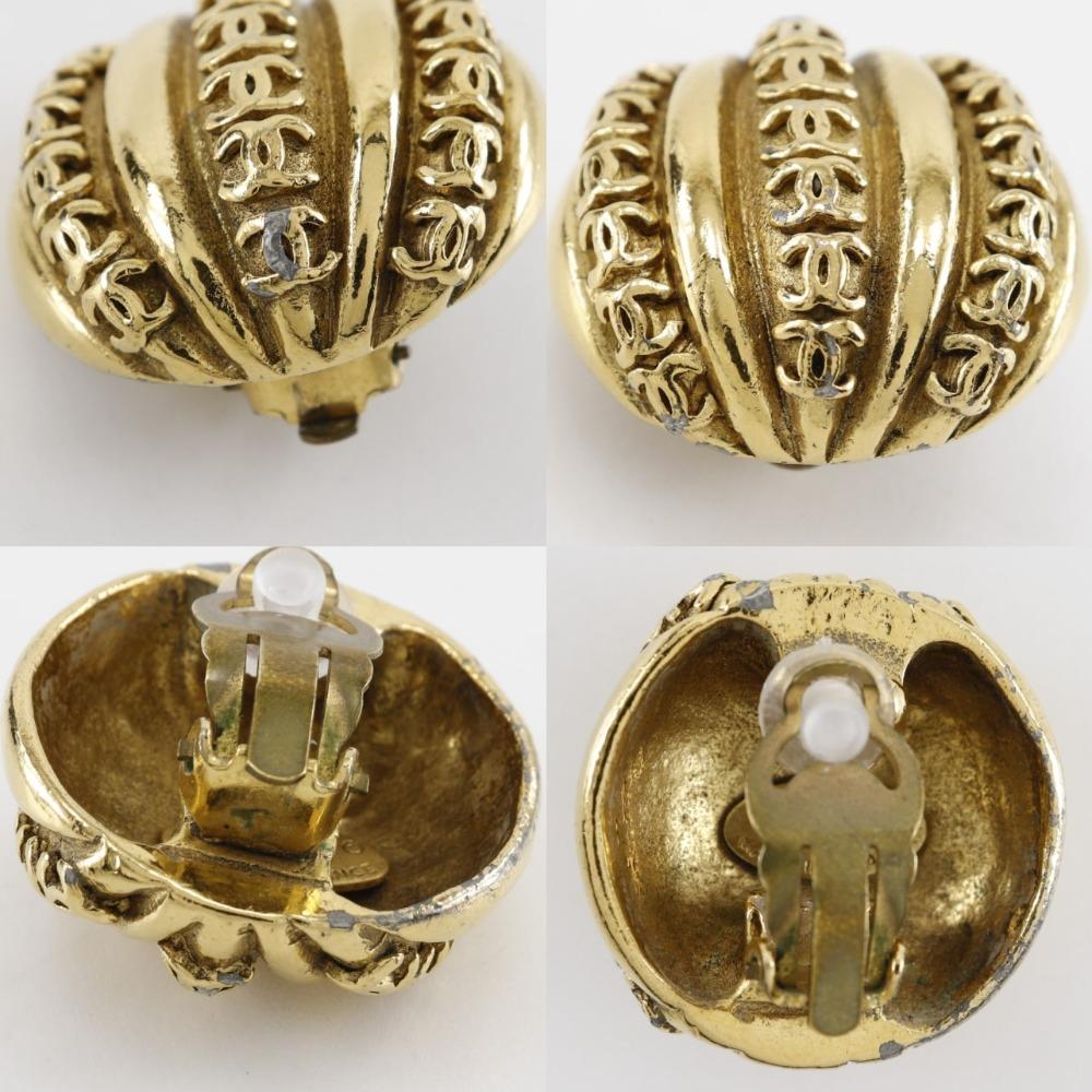 Chanel COCO Mark Earring Vintage Plated Gold 37g Women Used