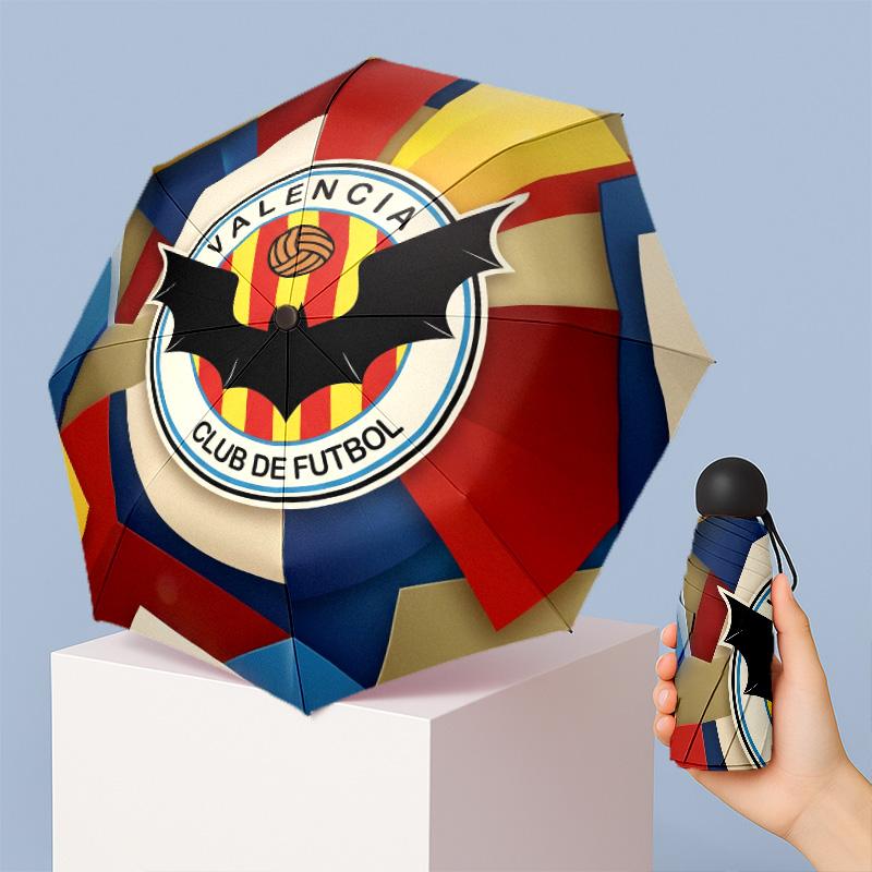 Valencia FC Mini 5 Fold Pocket Umbrella Compact Lightweight Anti UV Rain Sun Protection Umbrella Portable Travel Umbrella