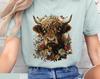 Floral Highland Cow T-Shirt, Boho Comfort Colors Tee
