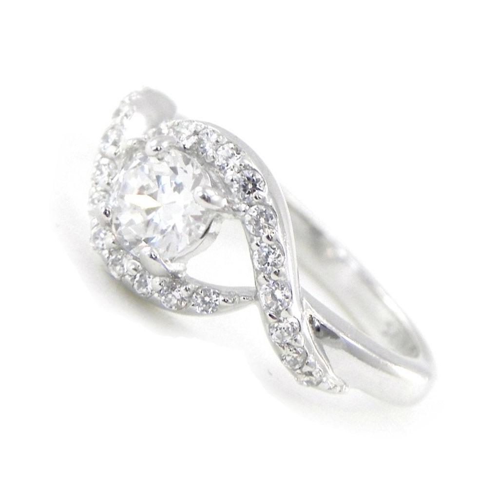 Серебряное кольцо 'Скарлетт' серебристо-белое (родий) - 9 мм