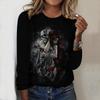 2025 Autumn & Winter Women's New Casual Crew Neck Long Sleeve Top 3D Halloween Pattern Ideal Halloween Christmas Gift