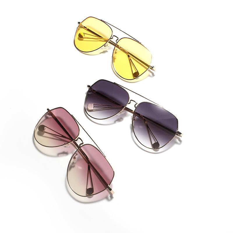Цветные линзы Очки Ретро Двойная перекладина Авиаторы Женские Жемчужные Металлические Солнцезащитные очки Мужские
