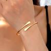 Elegant Minimalist Golden Open Cuff Bracelet Sleek Flat Ends, Versatile Fashion Accessory for Daily Wear & Parties